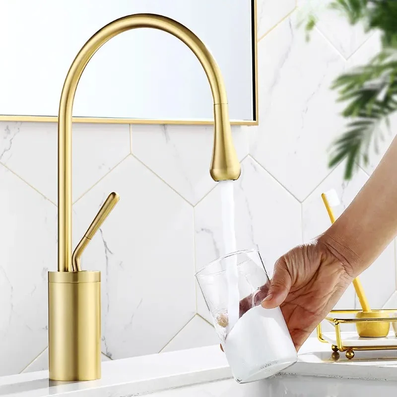 

WashBasin Sink Faucet Hot & Cold Mixer Tap for Bathroom Household Deck Mounted Stainless Steel Single Handle Bathroom Faucets