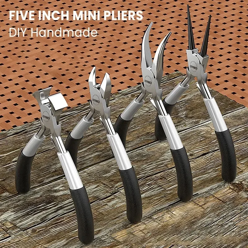 Set di pinze per rilegatura a filo a bocca piatta mini a punta senza denti con ago esteso, bocca obliqua