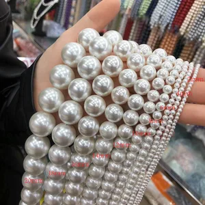 Weiße Schalenkonten für Schmuck, runde und lose Räume, DIY-Halskette und Armband, Größe 5-6 mm, 6-7 mm 6 Hauptverkaufskontenschalen - №2