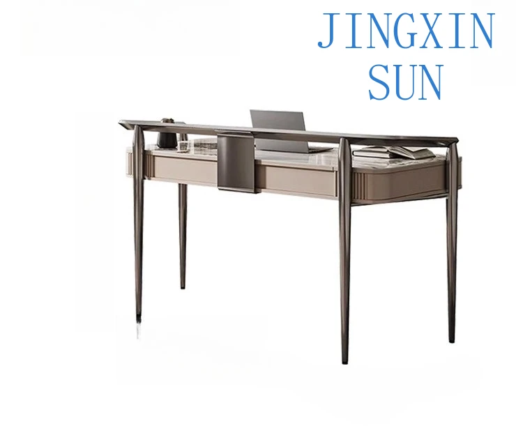 Solid wood desk, advanced light luxury, modern Italian learning with socket, large long table in the living room