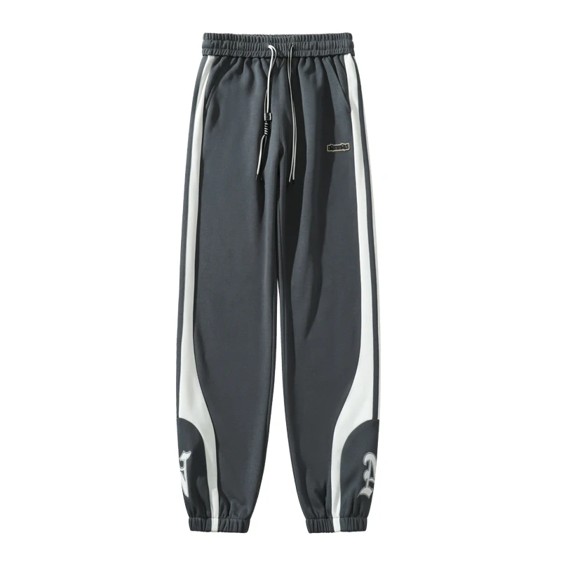 3 Colors Men Sweatpants Korean Street Casual Pants Fashion Patchwork Letter Embroideries Straight-leg Trousers Male Sports Wear