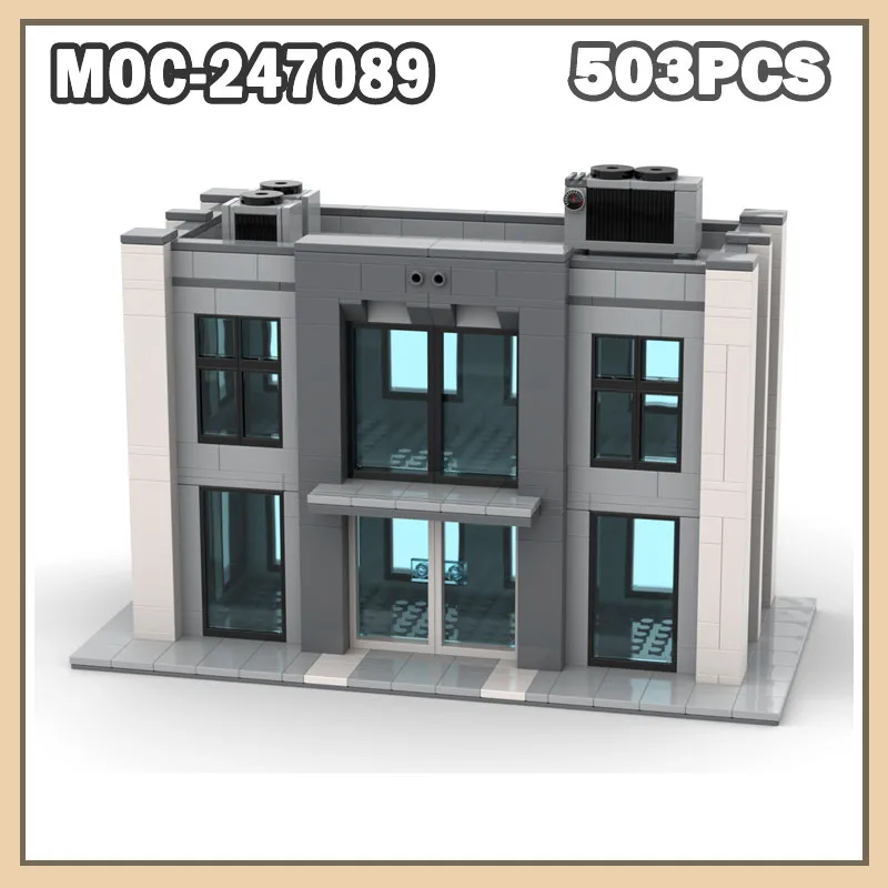 MOC-247089 Edificio de Oficinas Moderno, Bloques de Construcción, Serie Paisaje Urbano, Arquitectura Urbana, Bloques de Construcción, 503 Piezas, Juguetes Creativos, Regalo