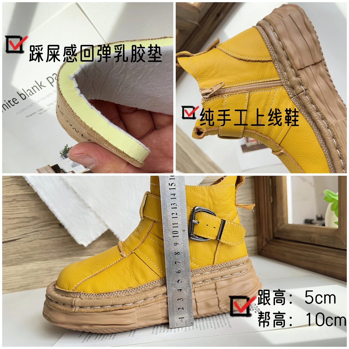 Careaymade-Genuine Leather thick sole wider toe Women's Boots handmade casual shoes comfortable warm plush women Ankle boots
