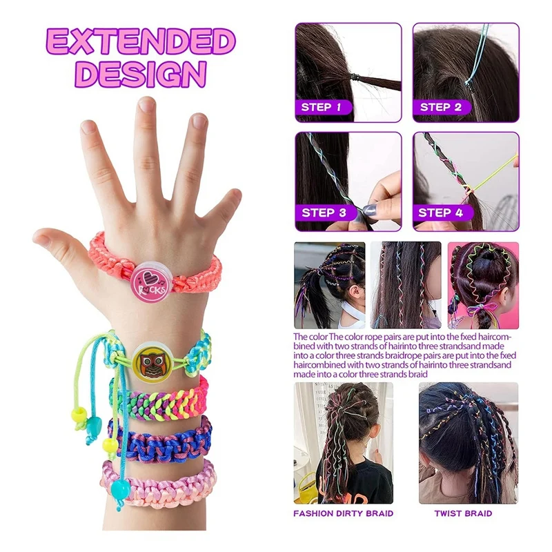 Kit de fabricación de cuerdas de pulseras de amistad DIY, pulseras artesanales, fabricante de telar de joyería, juguetes, regalo para niñas con cuentas