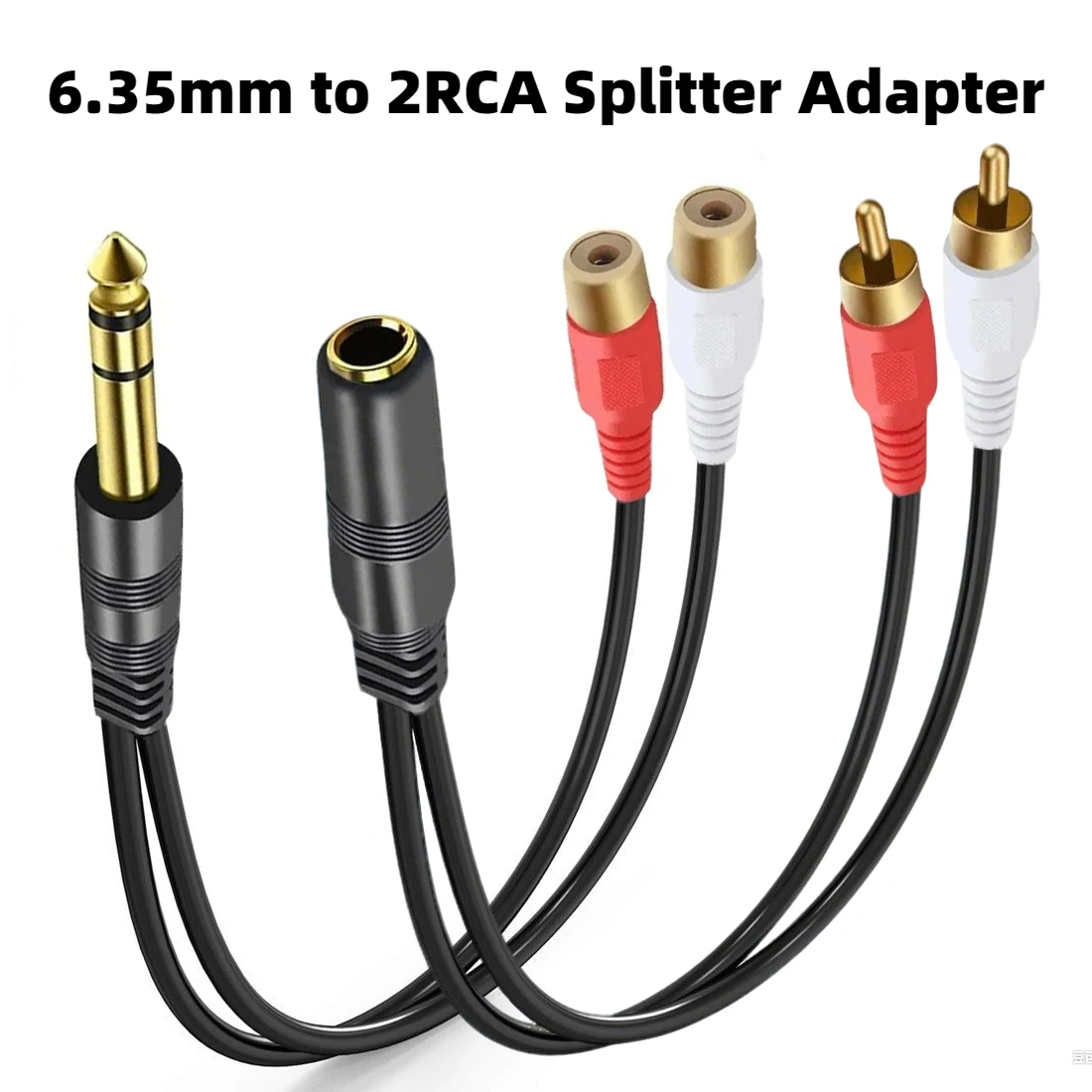 0.3M TRS 1/4 Inch 6.35mm Jack to 2RCA Y Splitter Stereo Audio Cable Dual RCA to 6.5mm Adapter Cord for Amplifier Mixer Speaker