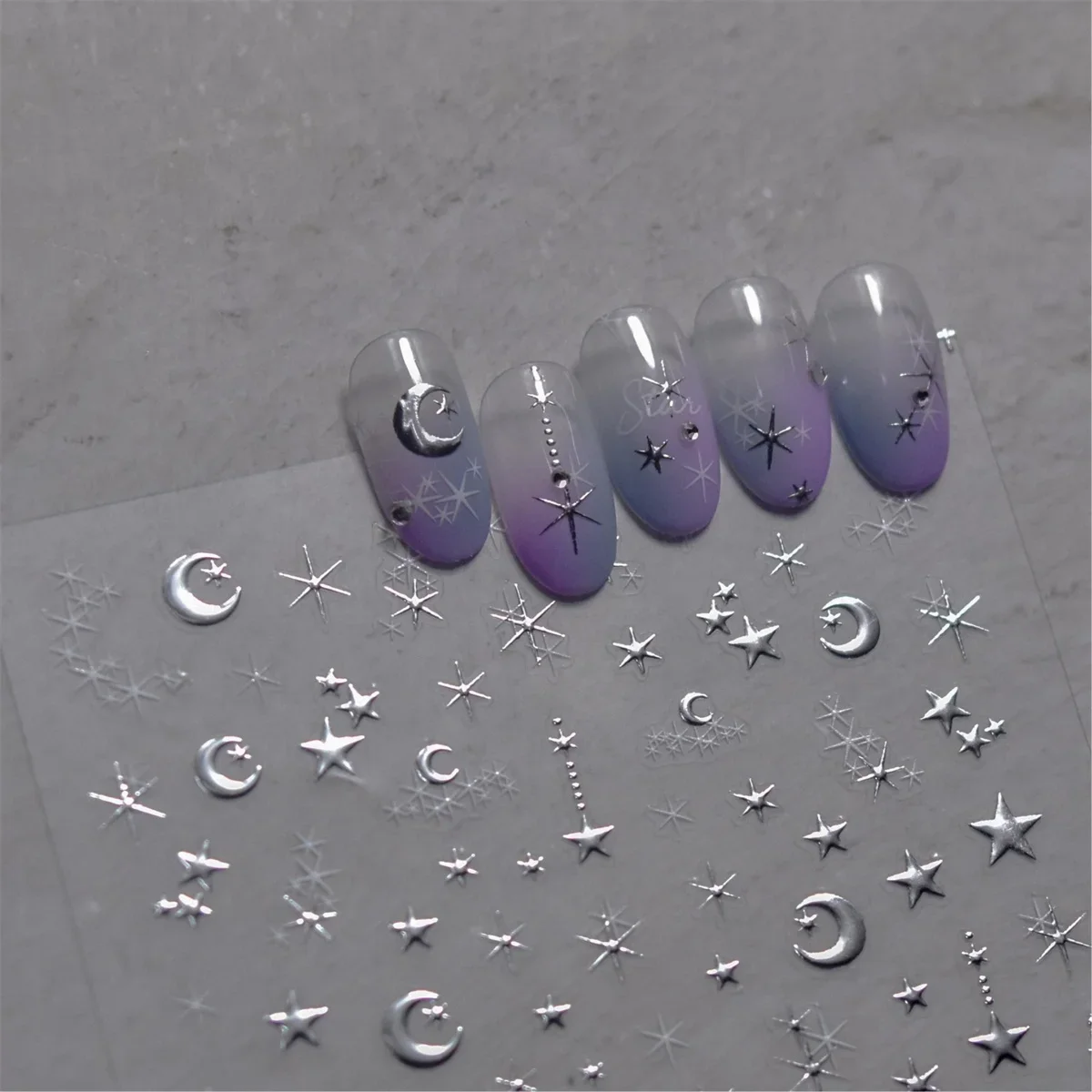 1PC 5D Korean Bronzing Nail Stickers Japanese Gold Silver Star Moon Luxury DIY Nail Art Decoration Decals Manicure Accessories