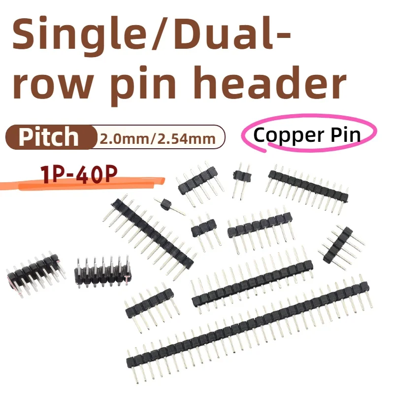 10PCS, 2.54mm Pitch Single/Dual-row Pin Header PCB Socket Board Male Pin Header Connector For Arduino
