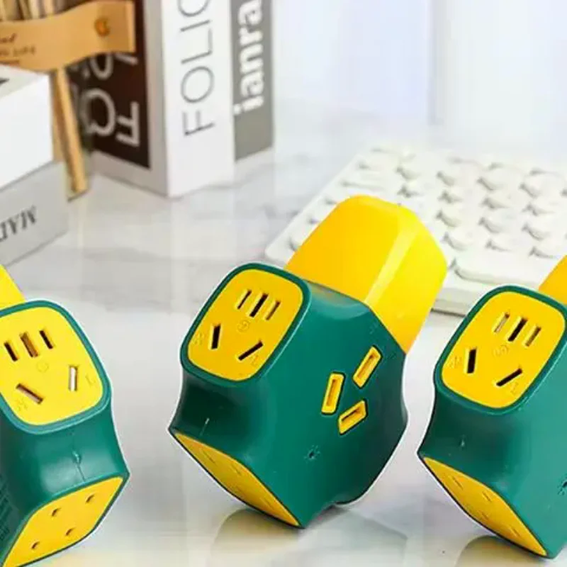 Drag Socket With Switch Indicator, Multi Plug Socket, Yellow Green Heat-resistant Socket, Drag Board Plug