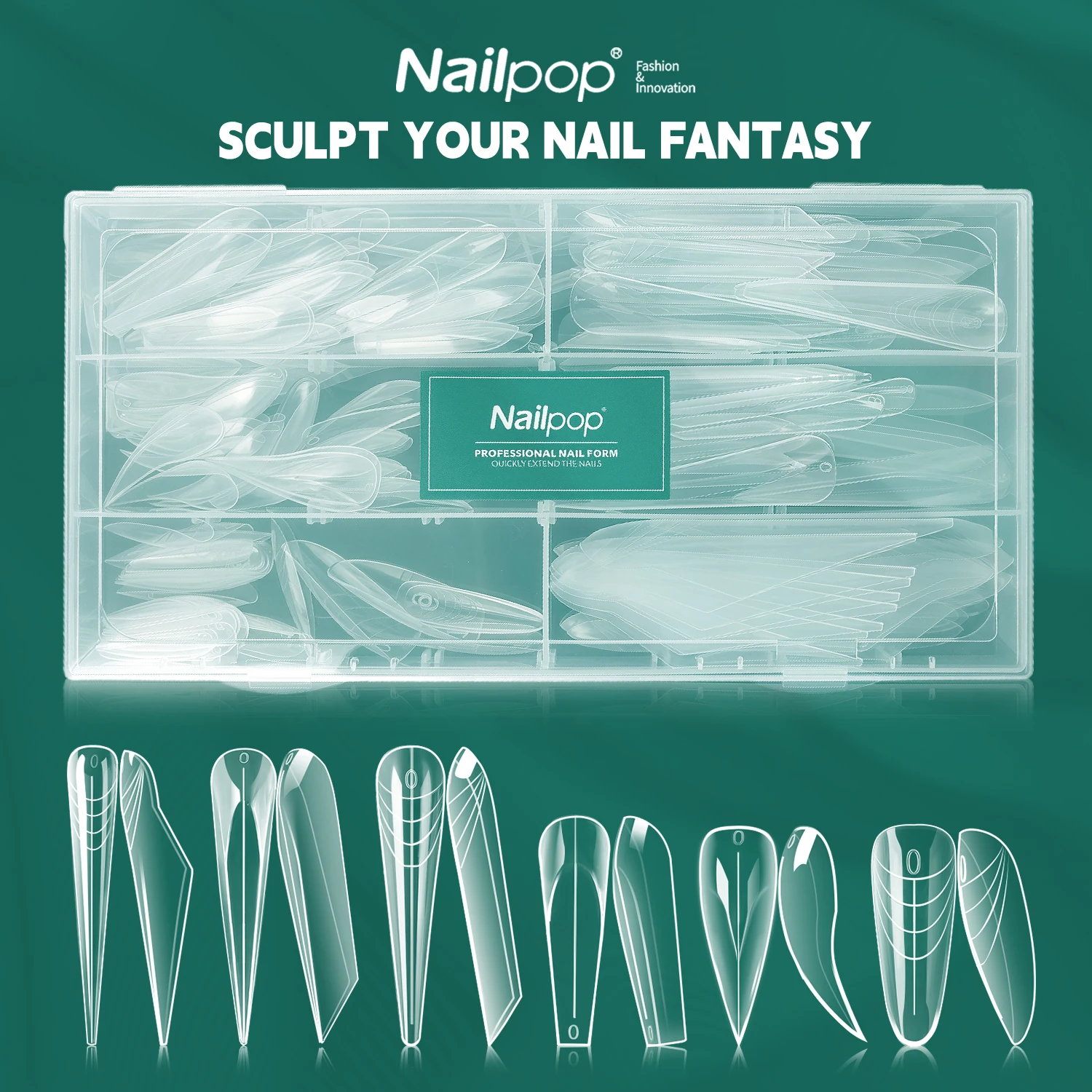 

Nailpop Dual Nail Forms Full Coverage UV Gel Nail Molds for Quick Building Suitable for DIY Nail Design and Nail Extension Tools