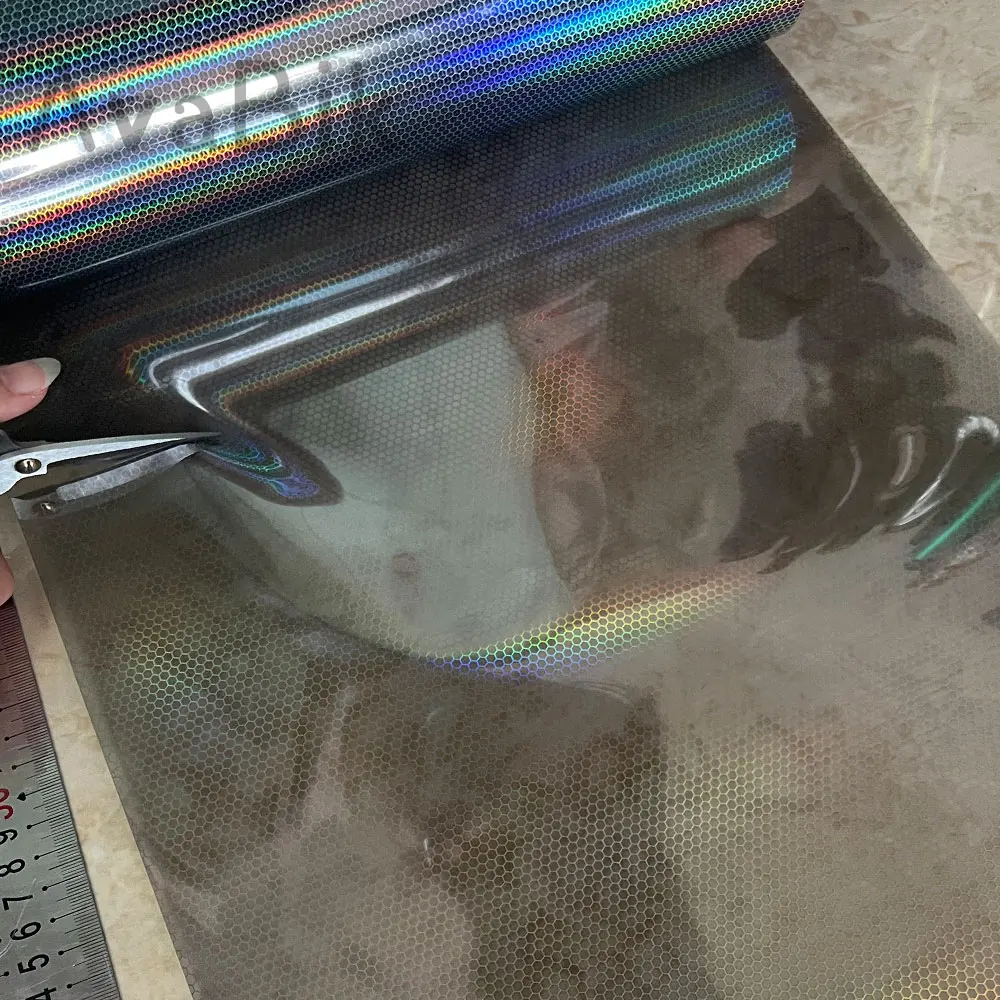 30cm x8m Car Silve Honeycomb Texture Film Tint Vinyl Wrap PVC Hexagon Car Headlight Taillight Sticker Light Film Car Accessories