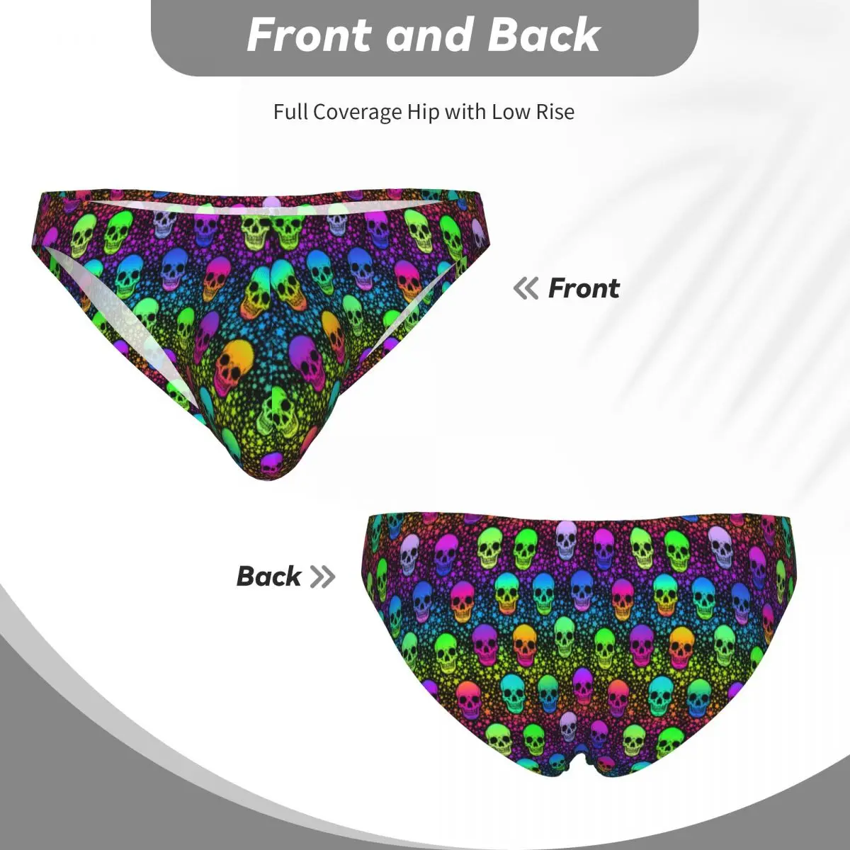 Men's Sexy Briefs Breathable Bikini Neon Skulls And Stars Men Underpants Low Cut Man Underwear Panties - view 5