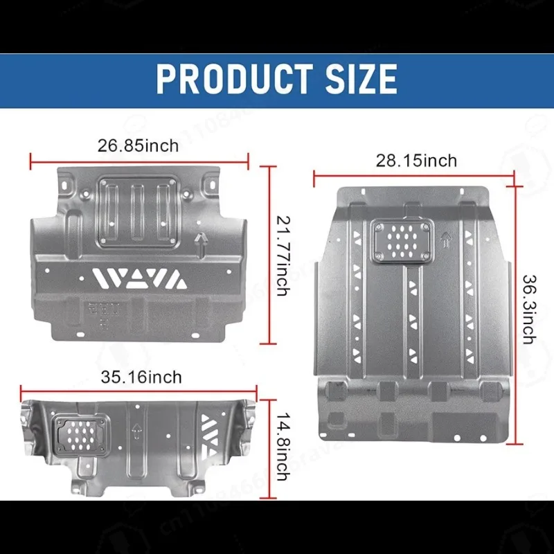 Underbody Transmission Protection Skid Plate Kit Compatible with F150 4WD 2015-2022（3pcs Set Full）