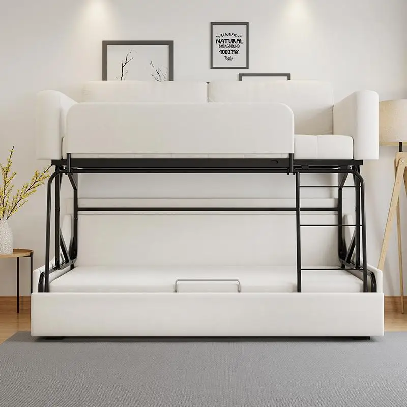 Sofa folding bunk bed Small apartment Living room Multifunctional dual-purpose fabric sofa bed Children's bed
