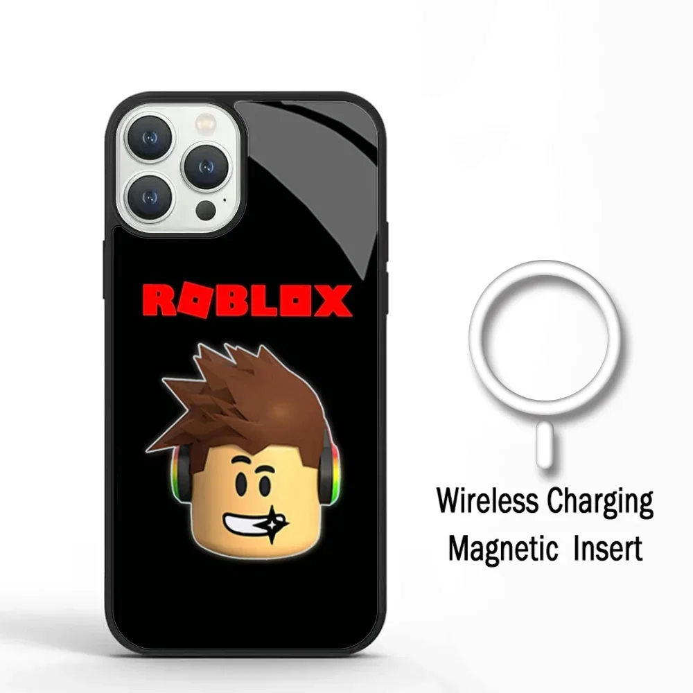 Game R-Robloxes Phone Case For IPhone 11 12 13 14 15 Plus Pro Max Mirror Acrylic Cover For Magsafe