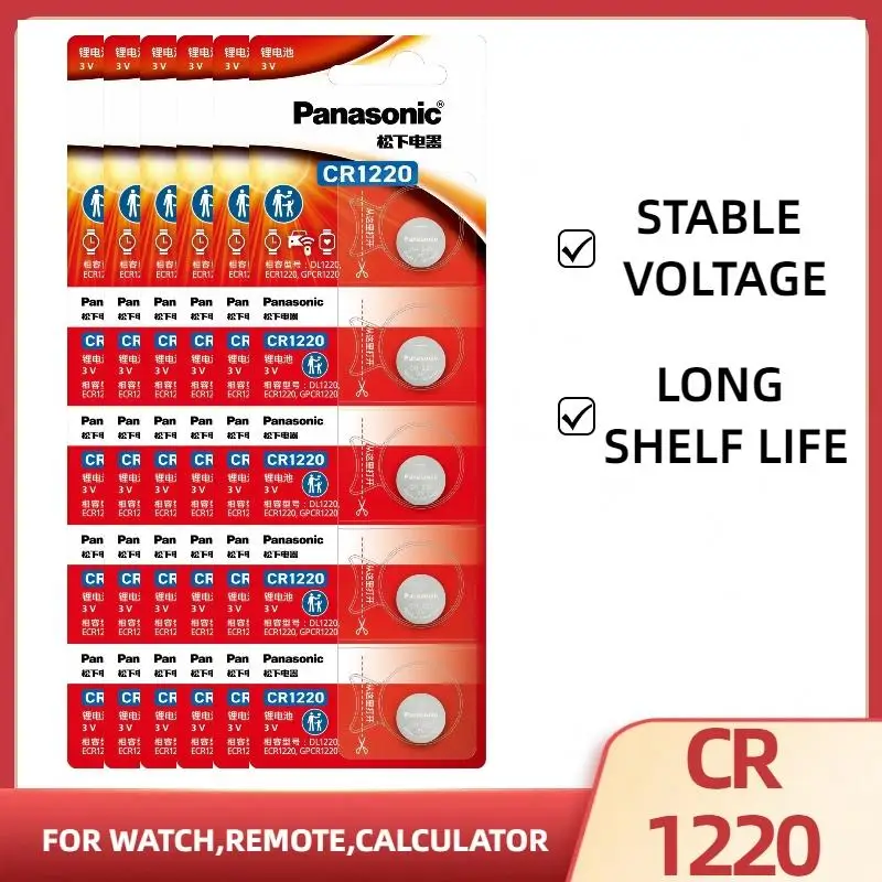2-50PCS PANASONIC CR1220 DL1220 ECR1220 3V Lithium Battery For Watch Clock Calculator Remote Control Toys Button Cell