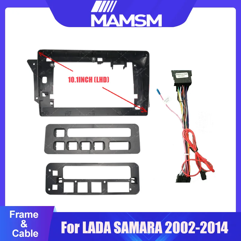 Marco de radio de coche de 10.1 pulgadas, kit de embellecedores de salpicadero, panel frontal para reproductor de radio, pantalla de 2 DIN para LADA SAMARA 2002-2014