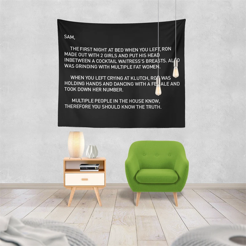 Gaslight Gatekeep Girlboss Sam's Note Jersey Shore Anonymous Letter to Sammi Tapestry Wall Hanging Art for Bedroom Living Room