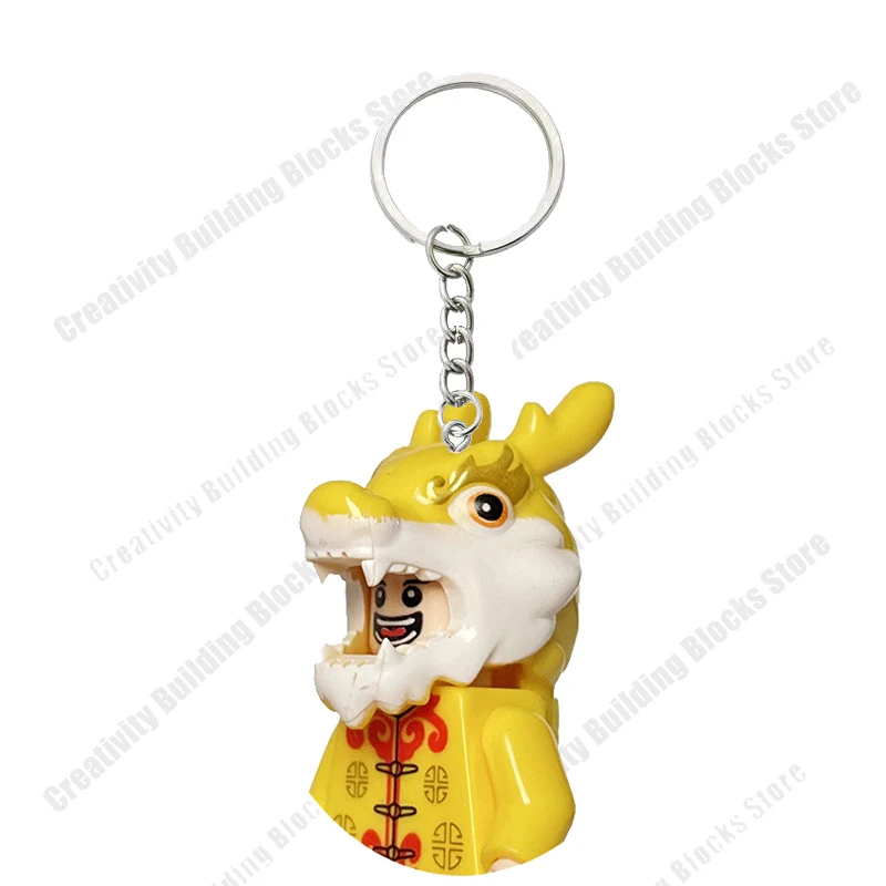 Hot selling colorful dragon building blocks keychain cute backpack pendant keychain children's gift toys
