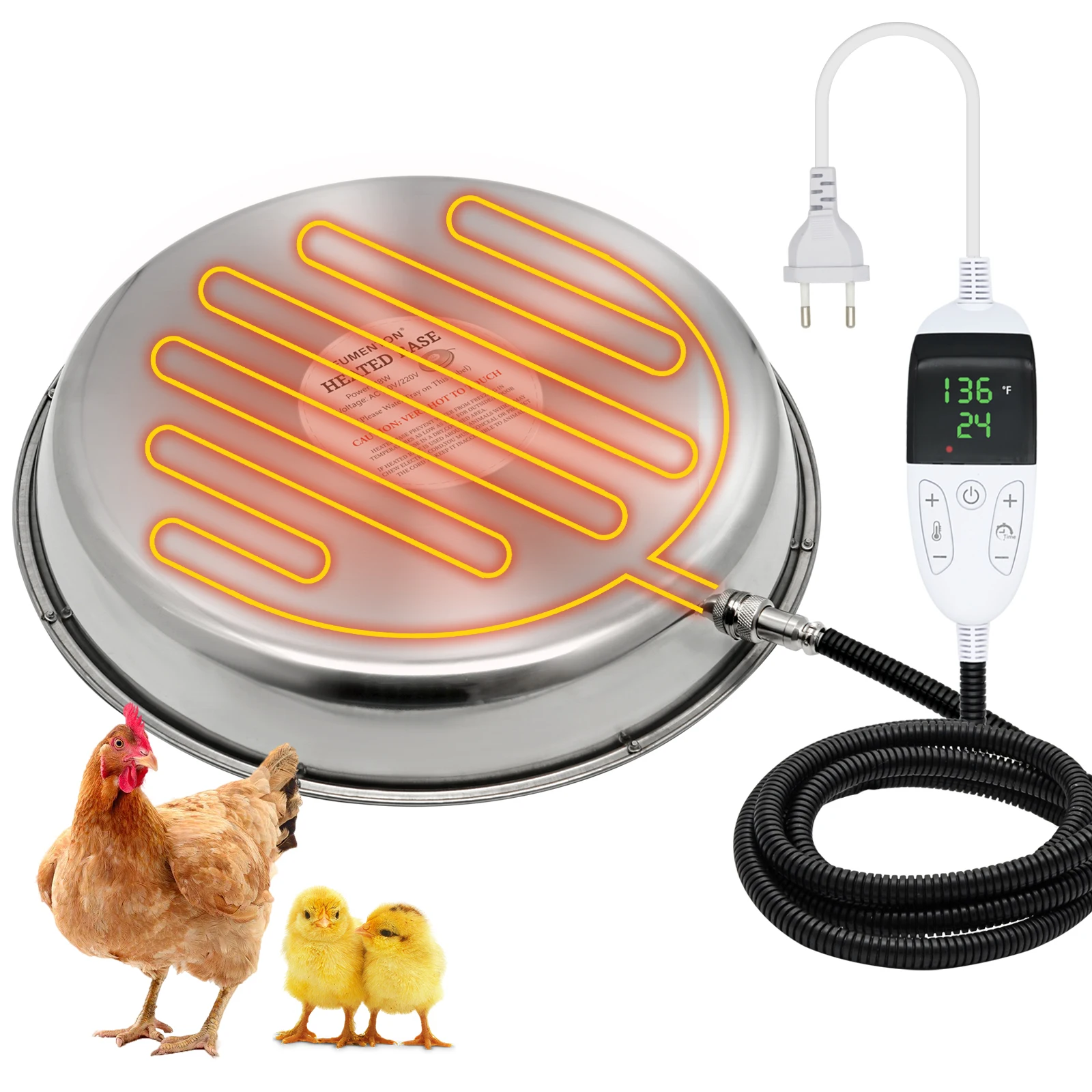 Pigeon Drinker Heating Plate for Winter Chicken Quail Poultry Constant Adjustable Temperature Insulated Water Base for Poultry