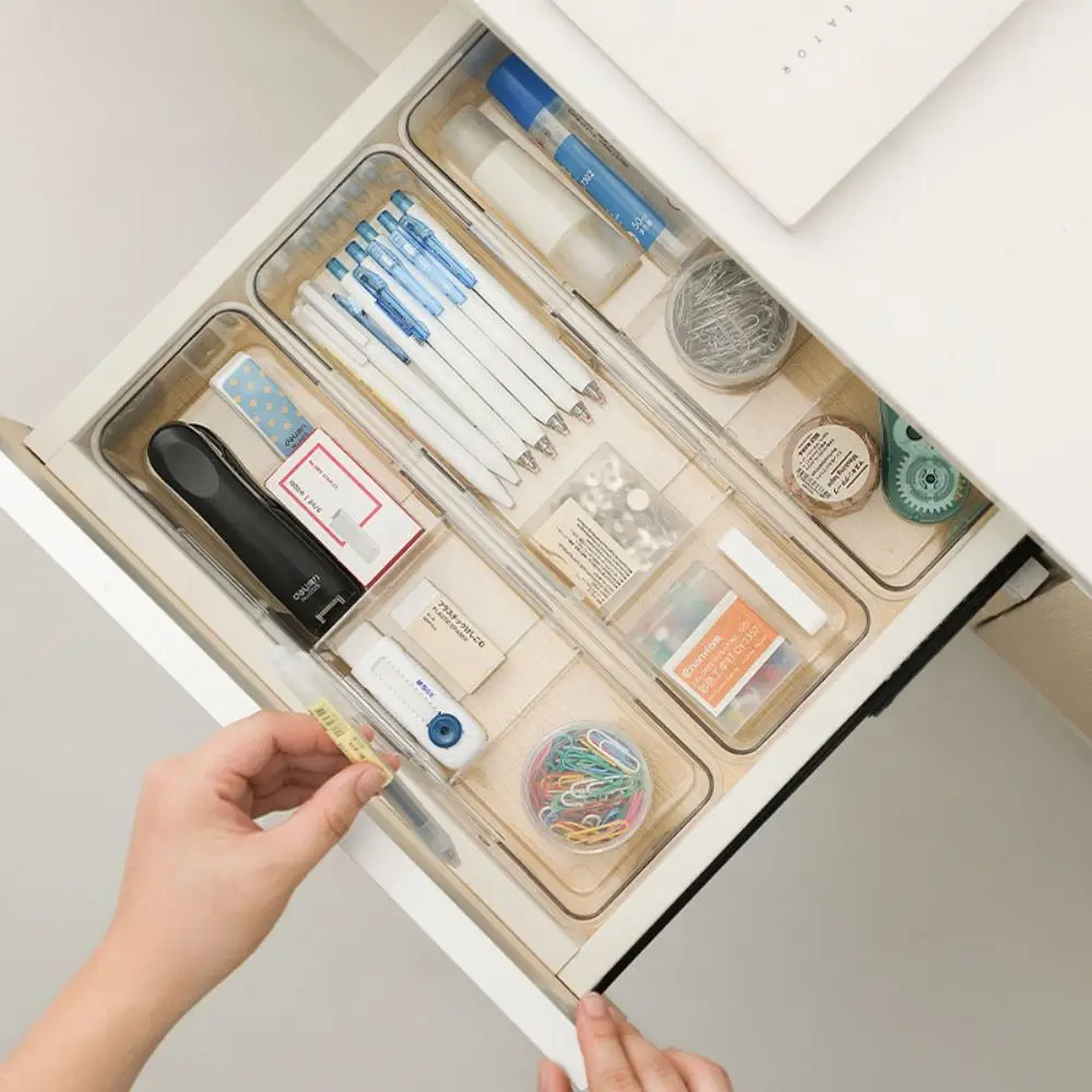 

High Quality Retractable Compartment Storage Box Space Saving Transparent Sorting Box PET Visible Divider Box Socks