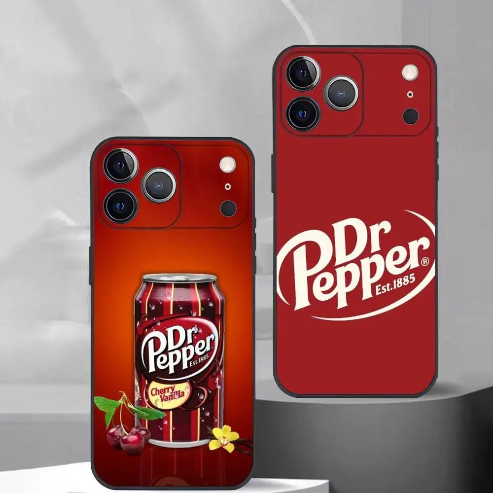 

C-Cherry Drink Dr Pepper Phone Case For iPhone 17,16,15,14,13,12,11 Plus,Pro Max,XS,Soft Silicone Black Cover