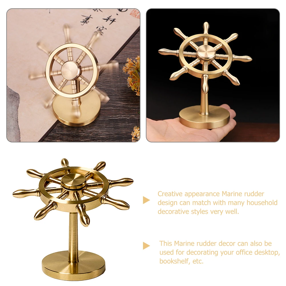 

Brass Rudder Ornament Nautical Vintage Marine Steering Wheel Desktop Decor Craft Mediterranean Style Mini Boat Accessories Home