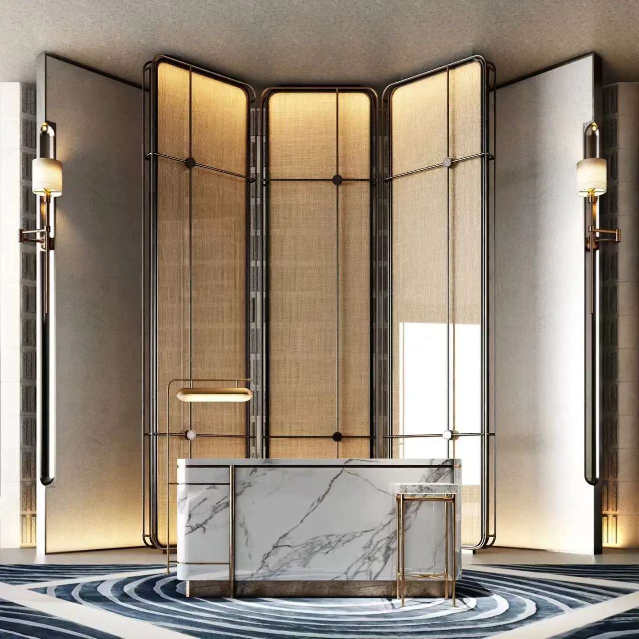 High-End Stainless Steel Screens Room Dividers Chinese-Style Glass Partition Wall for Hotel Restaurant Private Room Hall