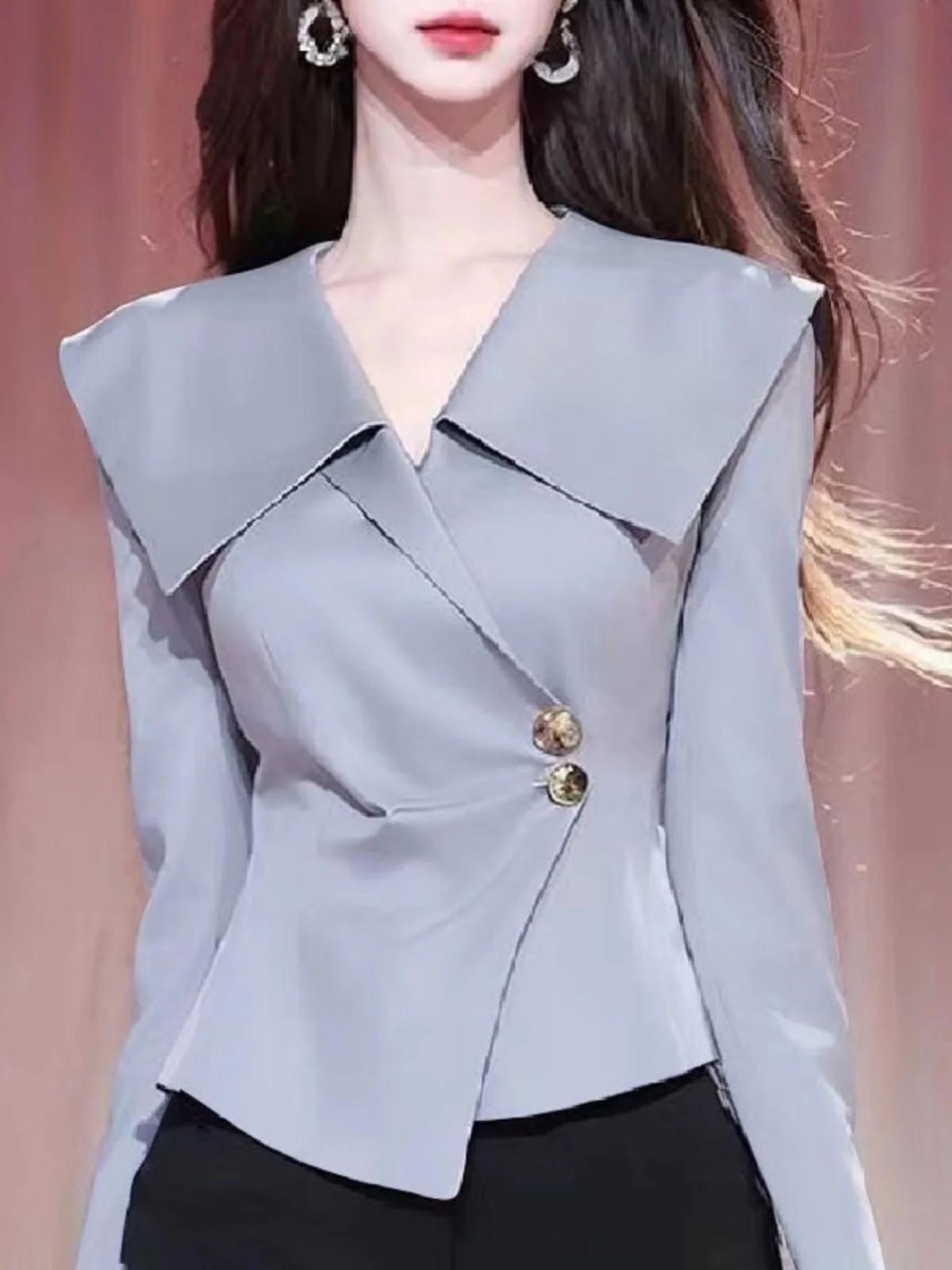 

Ele Long Sve irt Женский осенний топ Faion 2024, высококачественный топ Little Bla Dr ранней осени с застежкой на талии