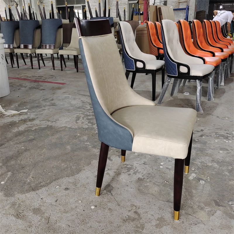 

Solid Wood Chair Soft Bag Backrest Dining Home Hotel Box Restaurant Chair Leather PU Book Chair