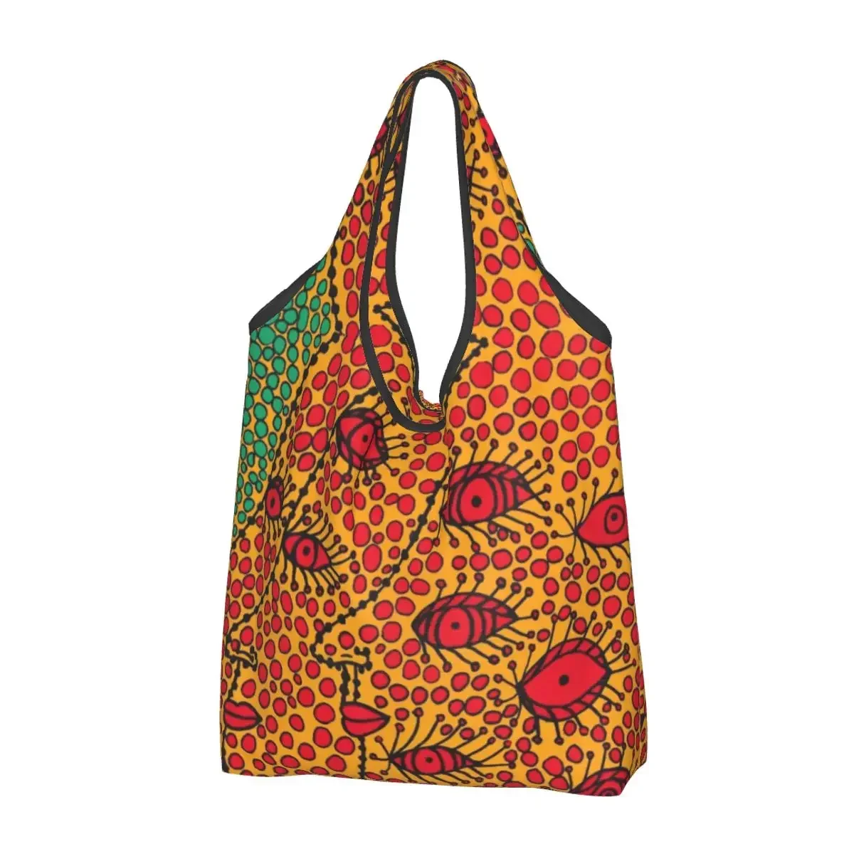 Reusable Yayoi Kusama Eye The Soul Grocery Bag Foldable Machine Washable Mystery Shopping Bags Large Eco Storage Bag Lightweight