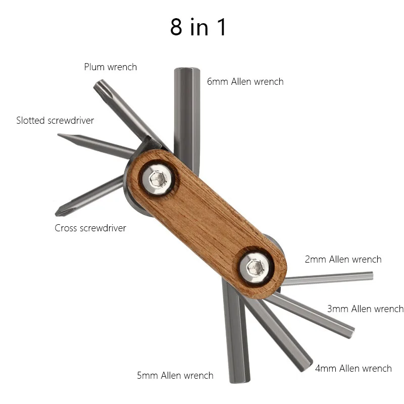 Portable Allen Wrench 8 in 1 Bicycle Repair Tool 2/3/4/5/6mm Multifunctional Tool for Mountain Road Bike