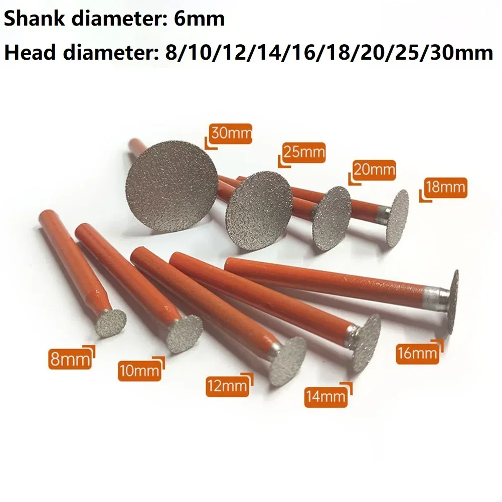 

6mm Shank Diamond Grinding Burr Needle Point Engraving Carving Polishing Glass Jade Stone Drill Bit Rotary Tool Set