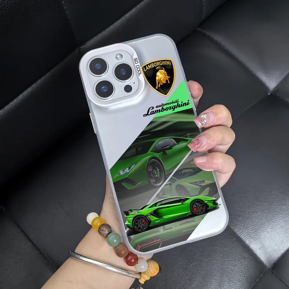 Trends Fashion Design Phone Case For luxury iPhone L-LamborghiniS 16 12 13 11 14 15 Pro Max Plus Lens Circle IMD Laser Shell