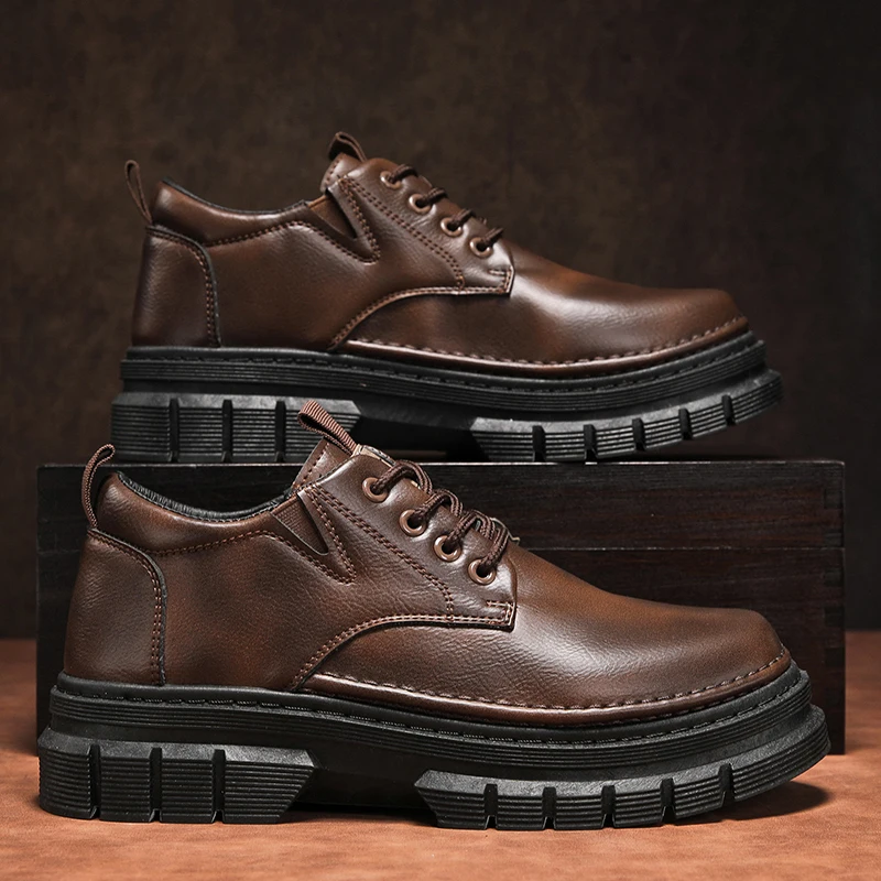 Men's casual shoes four seasons handwork comfort outdoor work shoes fashion Joker youth tide shoes business party leather shoes