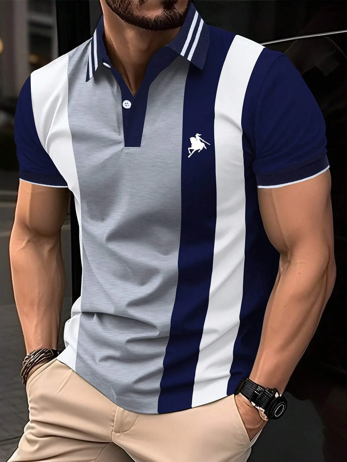 2026 Summer New Style Men's Polo Shirt - Breathable Lightweight Casual Fashionable Stripes Print - Streetwear Men's Clothing