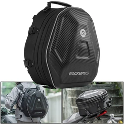 Motorcycle Back Seat Bag Waterproof Helmet Bag Carbon Fiber Texture Hard Shell Travel Storage Luggage Rider Backpack & Raincover