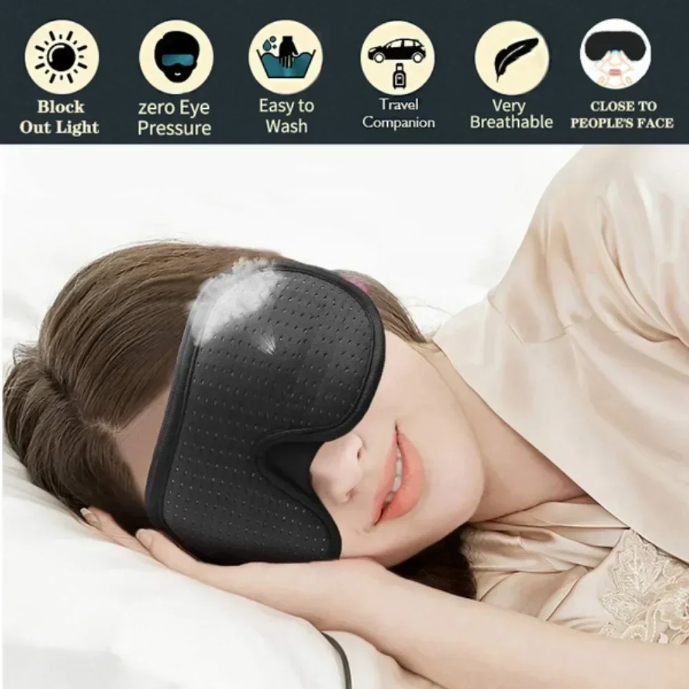 3D Light Blocking Sleep Eye Mask for Men Women Breathable Sports Fabric Eye Cover for Travel Night Sleep Napping