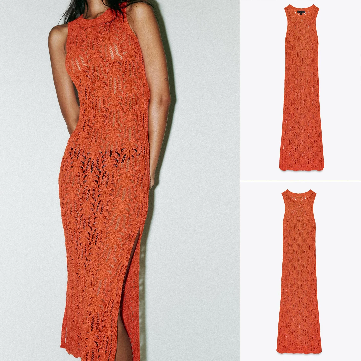 Zomer nieuwe dames gebreide bloemenborduurwerk ronde Ne Midi Dr Beach Vaion Sle l taille polyestervezel lange rok