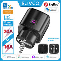 eWelink Zigbee Smart Plug 16A/20A EU Socket with Power Monitor Voice Control Compatible with Google Assistant Alexa