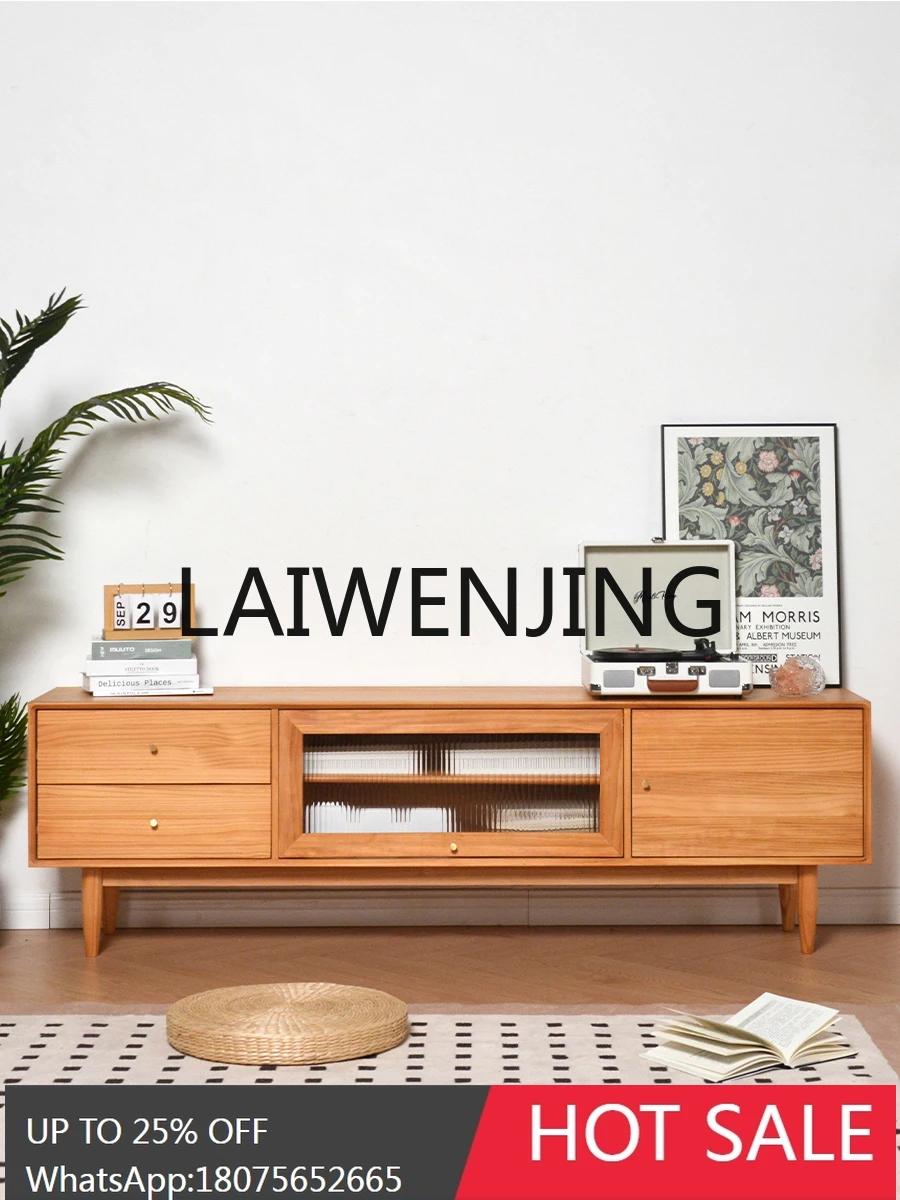 Solid Wood Wall TV Cabinet Living Room Bedroom Ultra Narrow Floor Simple Modern Locker Integrated
