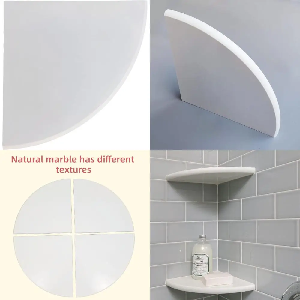 

Dual White Marble Shower Shelves, 9x9x0.8 Inches, Polished Wall Mount for Bathroom
