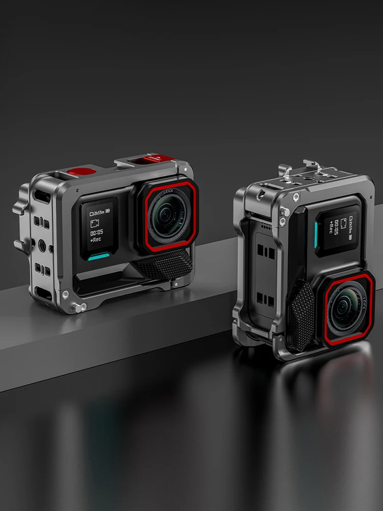 ل Insta360 Ace Pro/2 كاميرا معدنية قبضة جبل مع غطاء العدسة الإفراج السريع كاميرا قفص أرنب كاميرا قابلة للفصل توسيع الملحقات