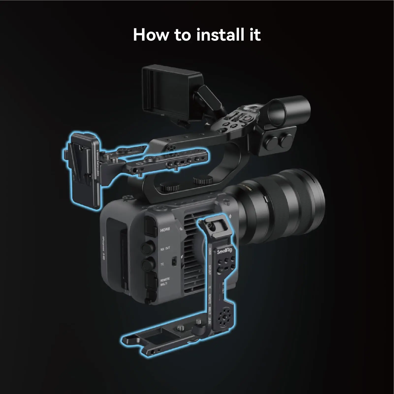 SmallRig Cage Kit for Sony FX6 New Design Built-in 1/4\'\'-20 Locating Holes Cold Shoe Mount for Microphone Image Transmitter 4124