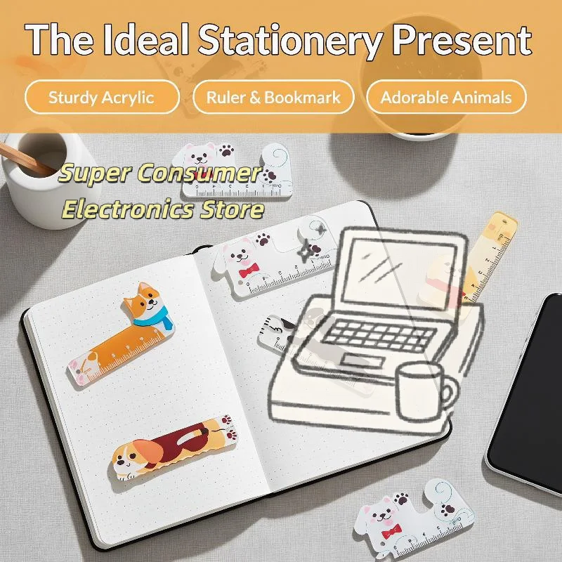 Cute Cartoon Animal Mini 5cm Plastic Rulers 5Pcs Portable Straight Bookmark Ruler for Kids DIY Craft Stationery