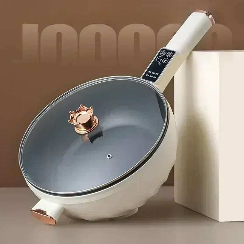 Wok eléctrico para cocinar fideos, olla caliente eléctrica para hervir al vapor, Wok eléctrico para freír verduras, multifuncional, antiadherente