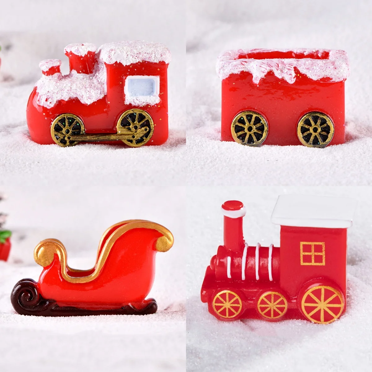 1PC Christmas Resin Car Dollhouse Miniature Figurines Model Sled Ornament Vintage Living Scene Micro Landscape Decor Xmas Gift