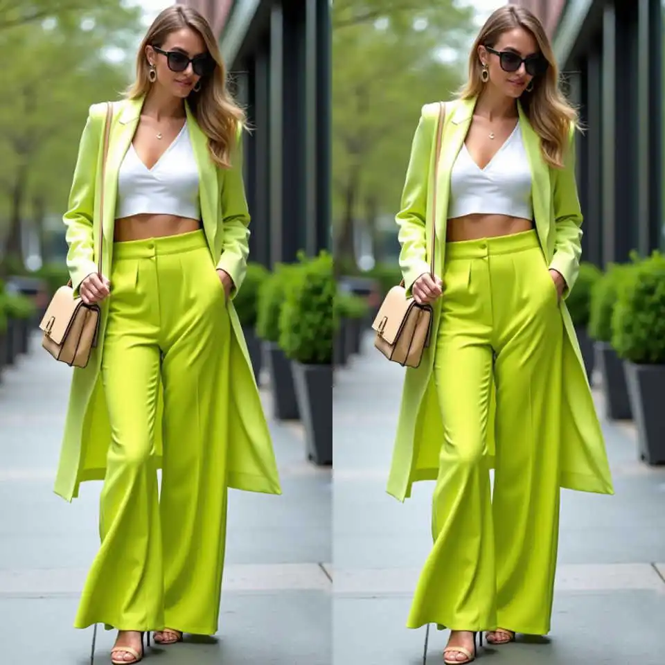 

Summer Green Women Blazer Suits Slim Fit Long Jacket Fashion Girls Wear Prom Birthday Party Customized Blazer Sets 2 Pieces