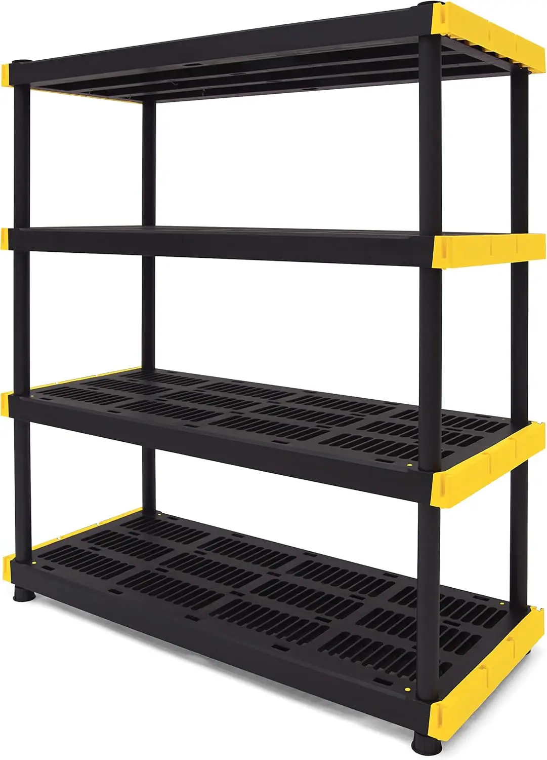 CX Black & Yellow®, Shelving Unit and Heavy Duty Storage Containers, Extremely Durable® (Shelf + 27 Gallon Container (8-Pack))