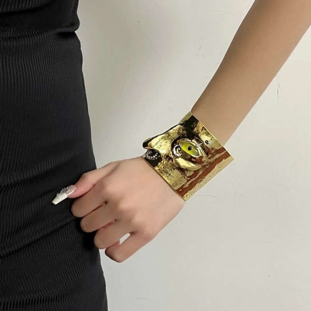 

Vintage Facial Features Bracelet 3D Design Exaggerated Cuff Bracelet Open Cuff Hand Crafted Metal Bracelet