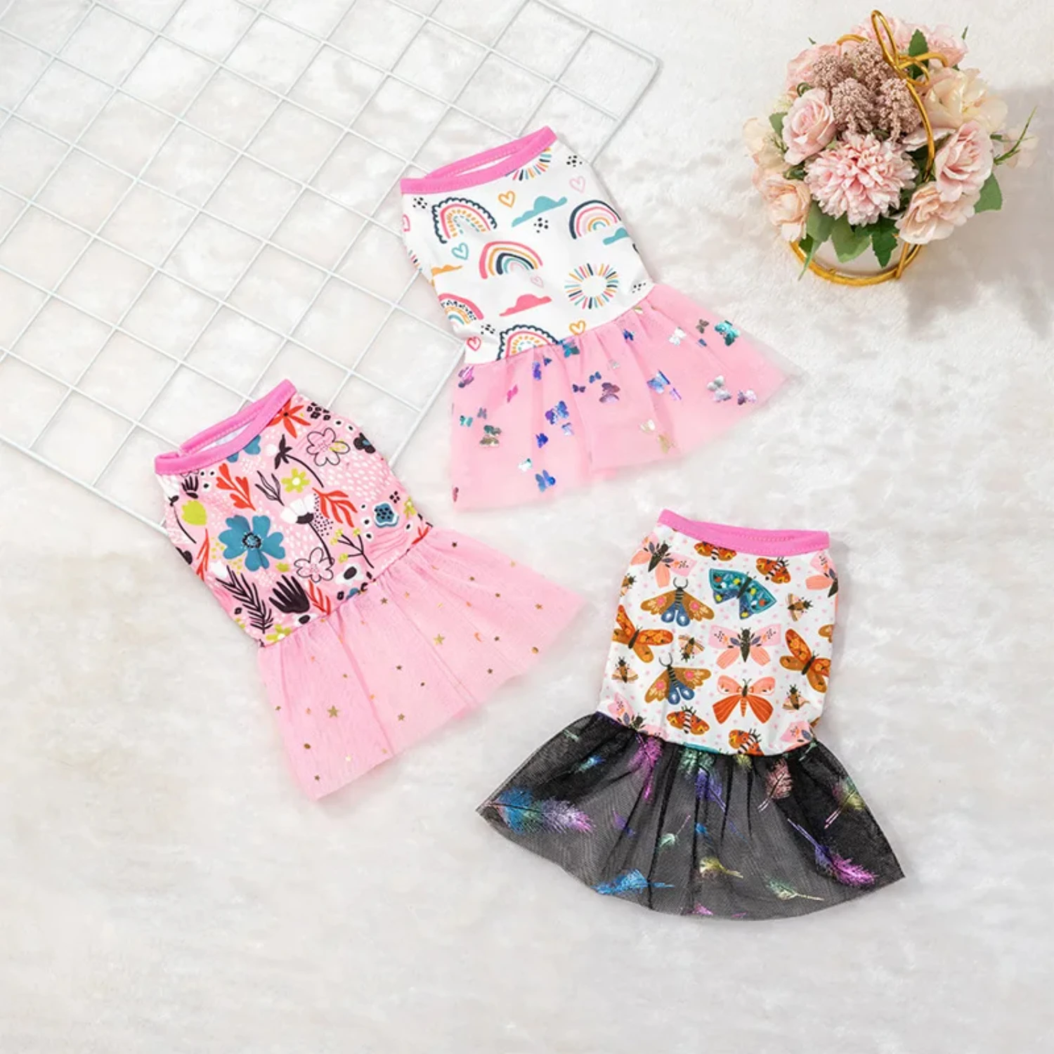 Dog Skirt  Peach Skirt Apparel  Pets Princess Style Puppy Lace Birthday Celebrate Dress Pretty Clothes Xmas